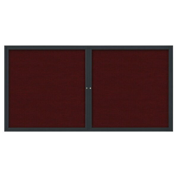 72"x36" 3-Door Enclosed Outdoor Letterboard, Burgundy/Black